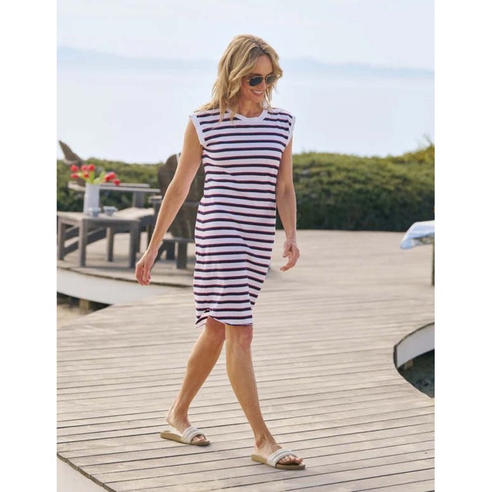 Frank & Eileen Mini Cory Vintage Cotton Muscle Tee Dress Red Navy White Stripe S